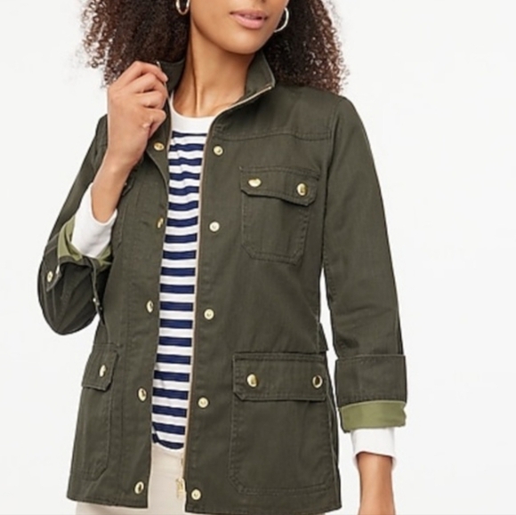 J. Crew Field Jacket Dark Olive Green Military - Picture 1 of 9